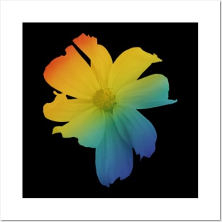 Rainbow flower with bee Posters and Art